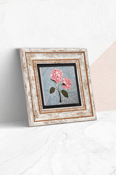 Pinecone Pictură pe perete cu flori de hortensie roz în cadru de piatră – Decorativă modernă, decor pentru casă și birou | T1-107 |