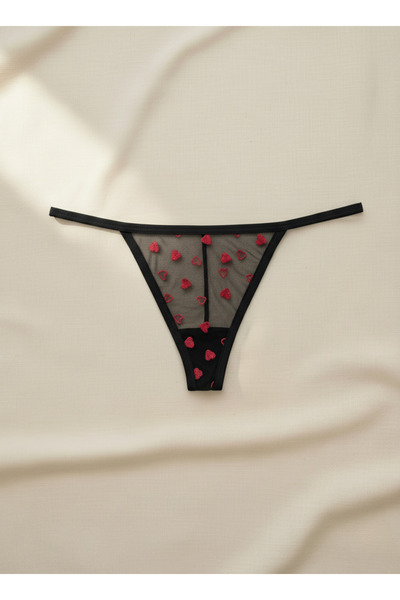 Hmd 3-Piece Lace Patterned Black String Women's Thong Flexible & Comfortable