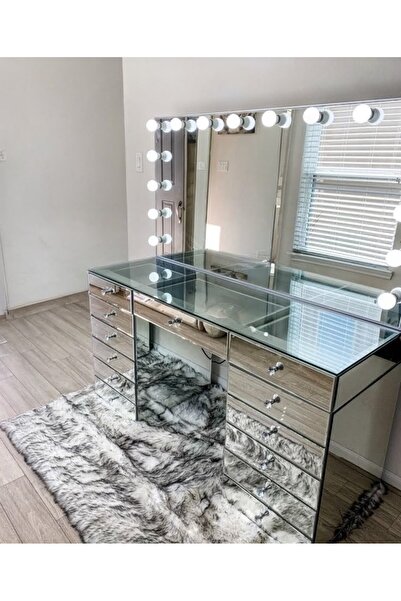 LUXURY VİLLA Luxury Aynalı Makyaj Masası En 130 Derinlik 45 Yükseklik 80cm