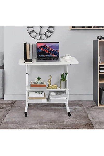 unbranded Adjustable Laptop Table (40*80 cm) with Extra Shelf - White