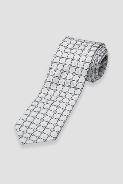 Abbate Tie 8 cm Microfiber Polyester White Men's Patterned Tie