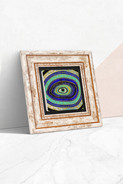 Pinecone Zidna slika sa kamenom u okviru "Zlo oko" – Dekorativna moderna umet...