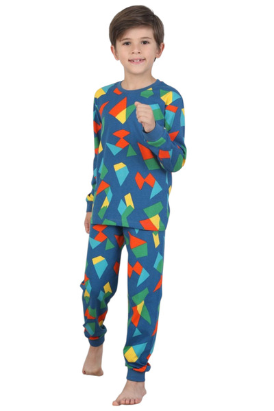 İsobel Kids Pijama cu forme geometrice, albastru, 100% bumbac