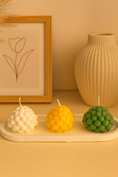 HARFA TEKNOLOJİ Dekoratif Tepside, 4'lü Set, Okyanus Kokulu, Mini Bubble Mum