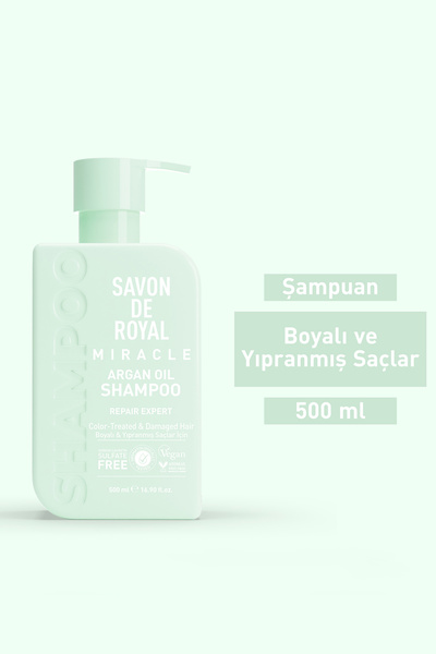 Savon De Royal Miracle Onarım Uzmanı Şampuan 500 ml | Boyalı & Yıpranmış Saçlar İçin | Argan Yağı