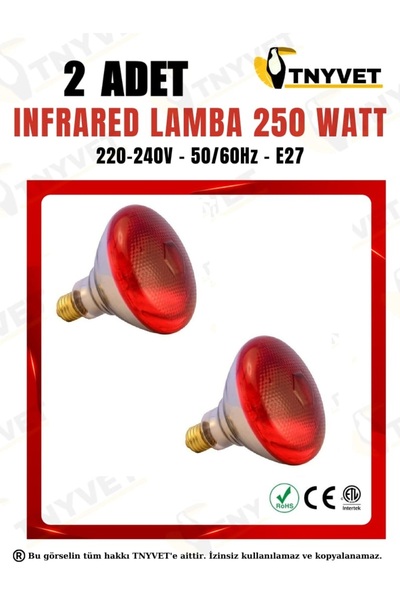 TNYVET ISITICI AMPUL LAMBA KIRMIZI 250 WATT / 2 ADET