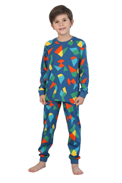 İsobel Kids Pijama cu forme geometrice, albastru, 100% bumbac