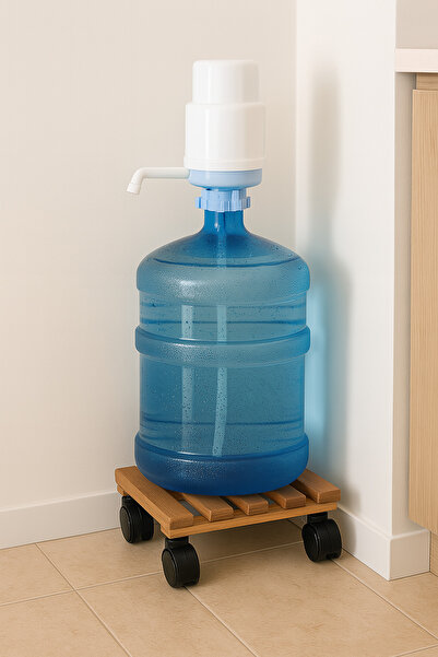 KARAS AHŞAP Ahşap Damacana Altlığı Tekerlekli