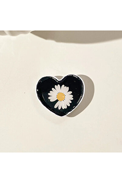 EDELFU Popsocket Kalp Şekilli Papatya Desenli Telefon Tutacağı Sert Yüzey Yapışkanlı Parmak Tutucu