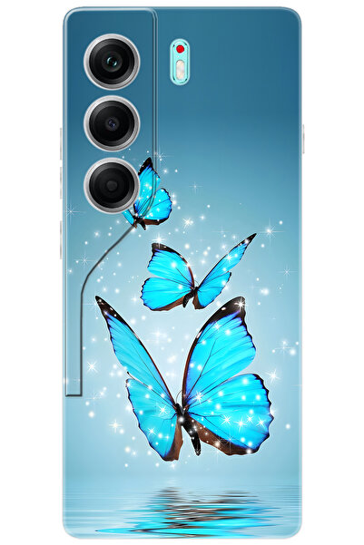 TECNO Camon 40 (CM5) Uyumlu Kılıf Desen Baskılı Silikon Mavi Kelebek STK:710 CP-v0a4Ss8