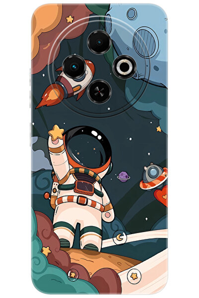 TECNO Spark 30C (KL5/KL5n) Uyumlu Kılıf Desen Baskılı Silikon Astronot STK:696 CP-REWLHse