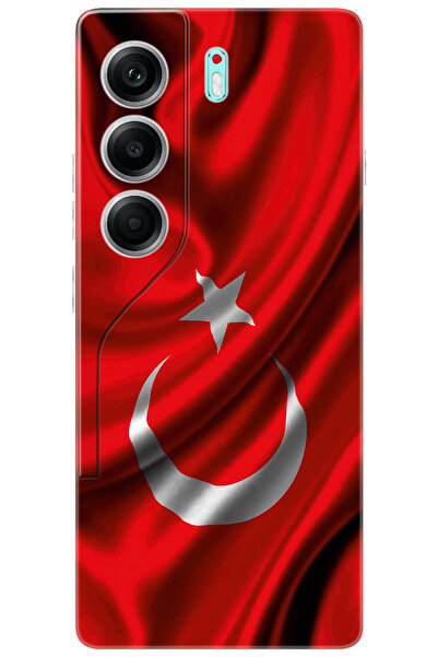 TECNO Camon 40 (CM5) Uyumlu Kılıf Desen Baskılı Silikon Dalgalı Türk Bayrağı ...