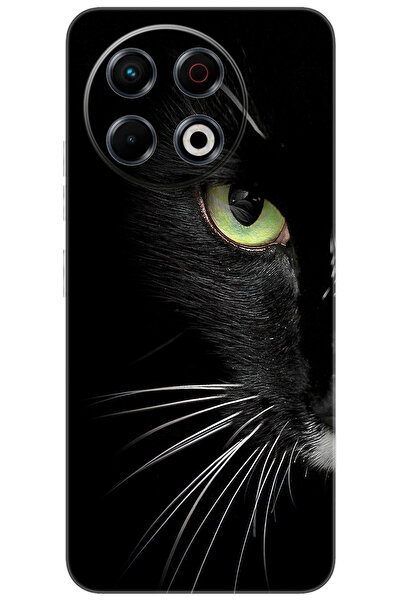 TECNO Spark 30 Pro (KL7) Uyumlu Kılıf Desen Baskılı Silikon Siyah Kedi STK:482 CP-kVSJ2Tt