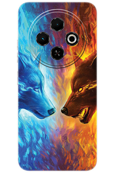 TECNO Spark 30C (KL5/KL5n) Uyumlu Kılıf Desen Baskılı Silikon Alev ve Kurtlar STK:489 CP-zVfz2uR