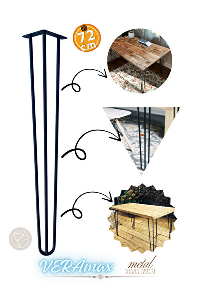 ADG METAL Veramax Siyah 72cm Metal Masa Ayağı, Yüksek Sehpa Ayak Ünite Ayak (...