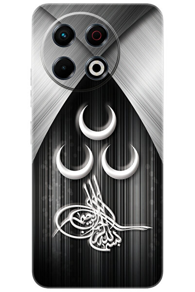 TECNO Spark 30 Pro (KL7) Uyumlu Kılıf Desen Baskı Silikon Üç Hilal Tuğra Tasa...