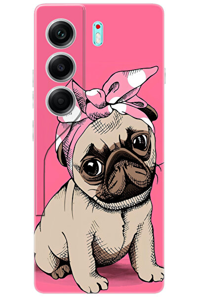 TECNO Camon 40 (CM5) Uyumlu Kılıf Desen Baskılı Silikon Sevimli Pug STK:748 C...