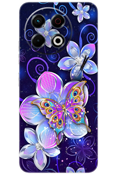 TECNO Spark 30 Pro (KL7) Uyumlu Kılıf Desen Baskılı Silikon Kelebek ve Çiçekl...