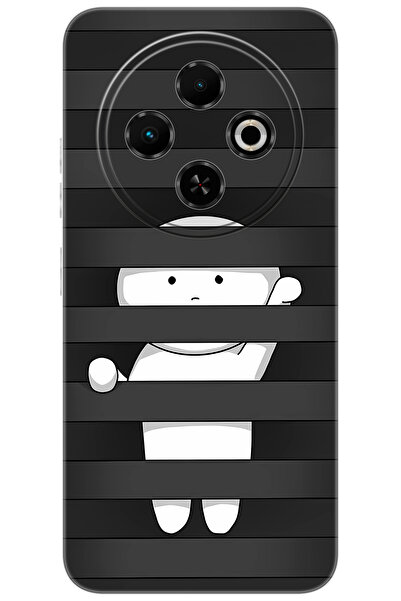 TECNO Spark 30C (KL5/KL5n) Uyumlu Kılıf Desen Baskılı Silikon Saklanan Karakter STK:665 CP-b8vQcag