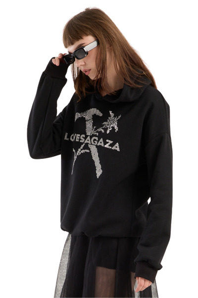 LOVES AGAZA Μαύρο φούτερ Oversize