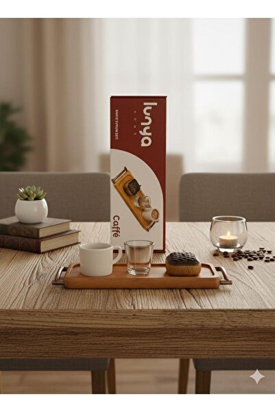 tios home Beech Wood Coffee Presentation Set – Turkish Delight Bowl with Copper Lid, Water Glass and Cup