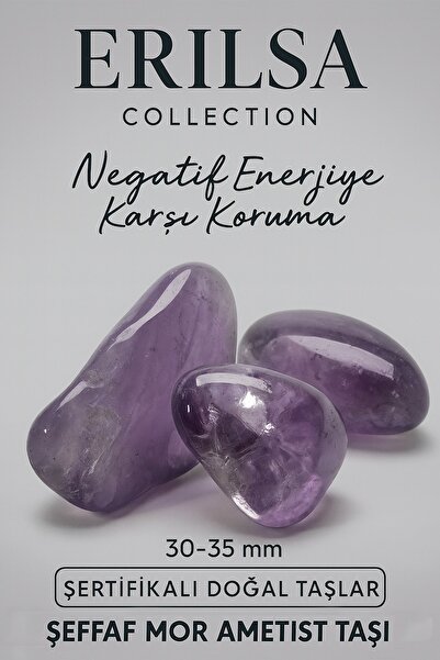 Tesbih Atölyesi Sertifikalı Ham Doğal Şeffaf Mor Ametist Taşı Parça – Doğal Taş Kütle Pozitif Enerji ve Denge
