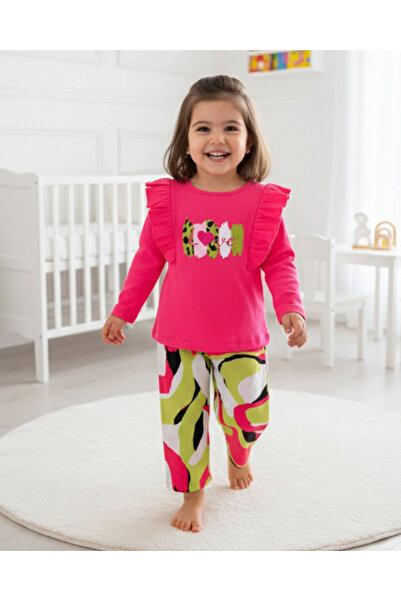 Egelite Set de pantaloni și top pentru fete de 2-3-4-5-6 ani, cu volane sezoniere, din țesătură Tiril Tiril