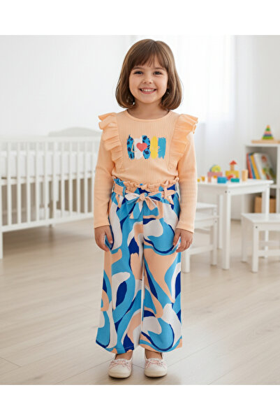 Egelite Girl's 2-3-4-5-6 Years Old Seasonal Ruffled Tiril Tiril Woven Pantalon Top and Bottom Set