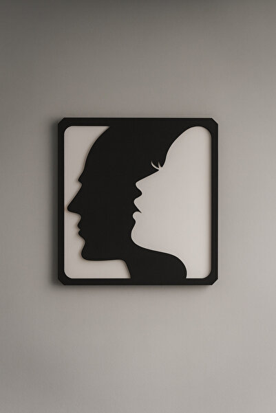VENON Black Metal 30 cm Gestalt Male Face Female Face Patterned Wall Decor Modern Minimalist Metal Painting