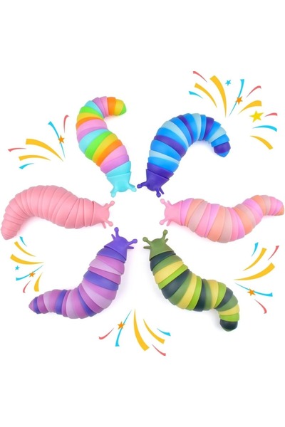 Choice لون عشوائي - 14.5 سم لعبة محاكاة كاتربيلر ملونة مضادة للتوتر، لعبة فك ...