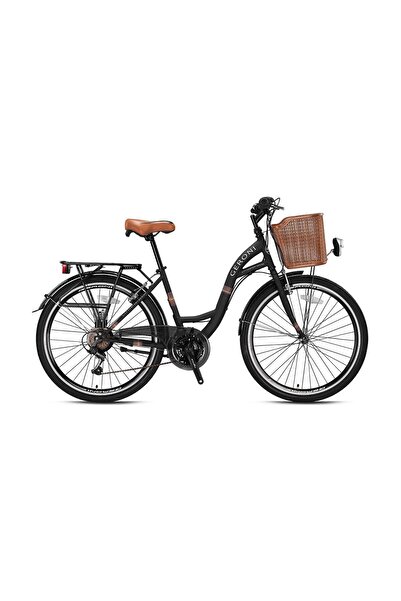 Geroni Kron SIRIO 26 City Bike 21 Vites - V.B. - Mat Siyah-Siyah/Kahverengi-Shimano