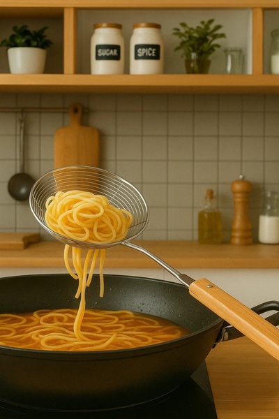 Bambum Ladle with Bamboo Handle Wire Colander 18cm