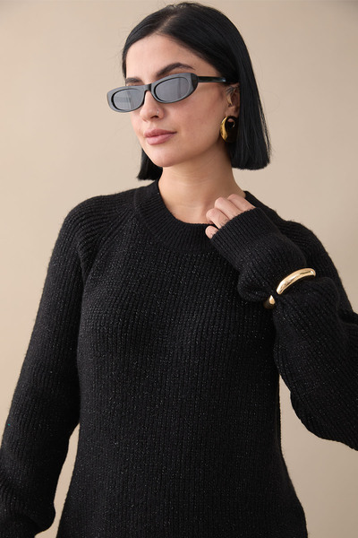 InStyle Glittery Ribbed Μαύρο τουνίκ