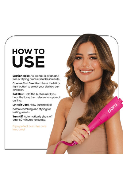 Clara Oil-Coated Protective Auto-Curler – Anti-Burn, Tangle-Free, Auto Shut-Off | 3 Heat Settings