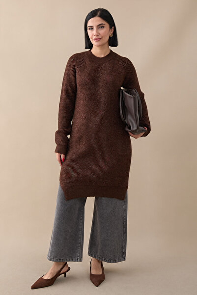 InStyle Glitter Ribbed Bitter Brown τουνίκ