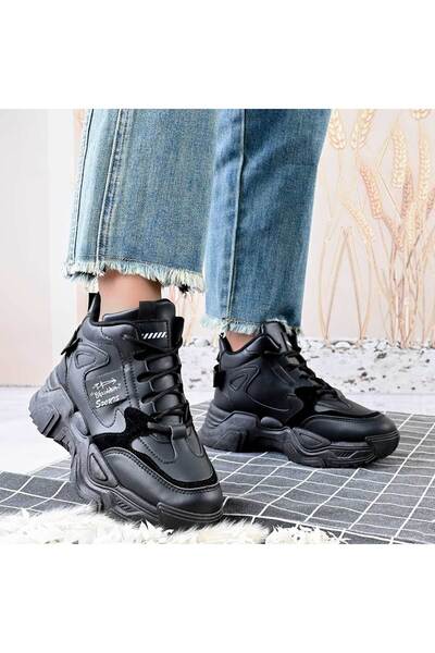 Tmall Γυναικεία Αθλητικά Παπούτσια με Ψηλό Τοπ, με Πλατφόρμα, Οικολογικό Δέρμ...