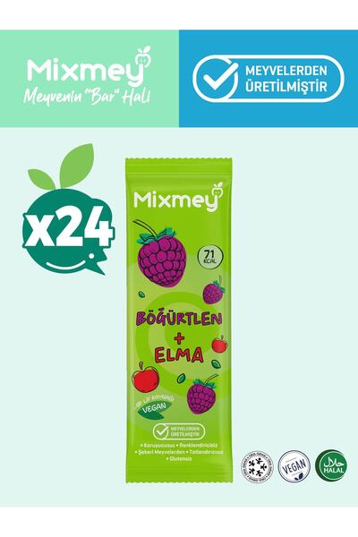 mixmey Böğürtlen Meyve Barı 24 Adet | Sağlıklı Atıştırmalıklar – Vegan, Glute...