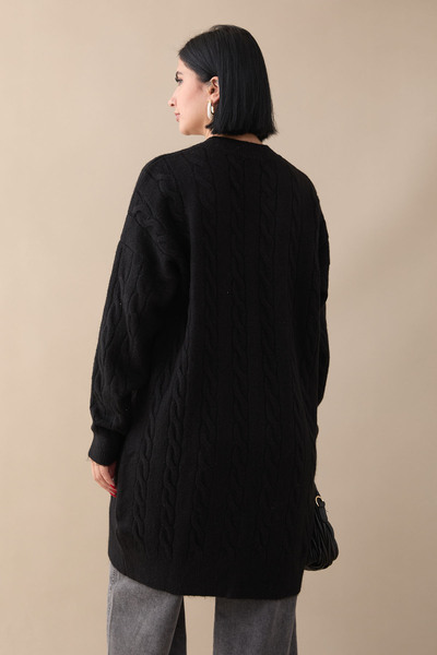 InStyle Örgülü Desen Siyah Yumoş Tunik