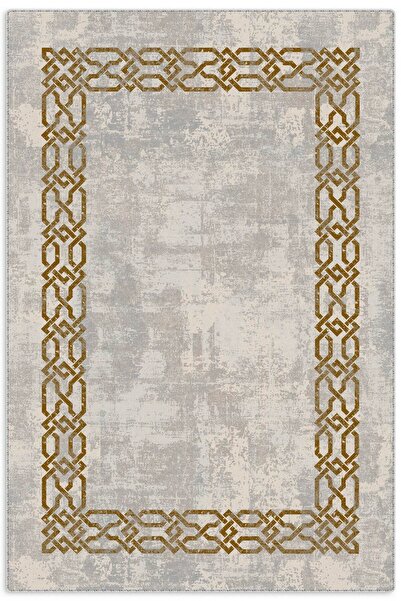 Pastel Home Mustard Framed Chenille Carpet Rug Runner Non-Slip Self-Fringed W...