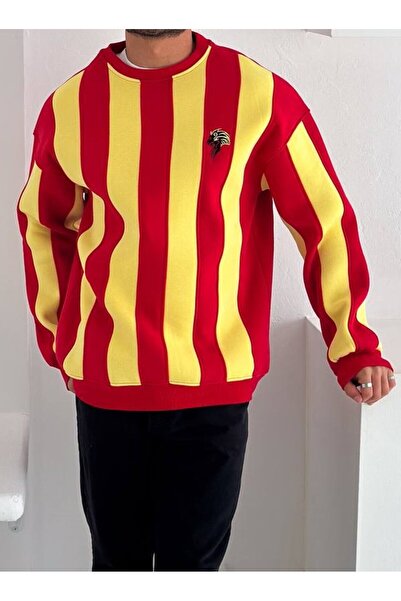 bergibo SWEAT OVERSIZE 100% BUMBAC PIELE CĂĂRĂTĂ - GALBEN ROȘU - GALBEN ALBAS...