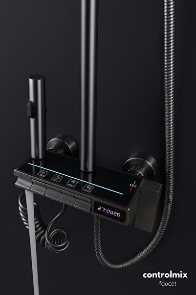 CONTROL MİX LÜX DİJİTAL GÖSTERGELİ VE LEDLİ 5 FONKSİYONLU PİYANO DUŞ SETİ PASLANMAZ