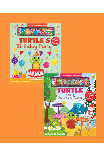 TURTLEKİDS Turtle Kids Play and Learn Magnet Book Series 2 (Birthday Party - Seasons&Weather)