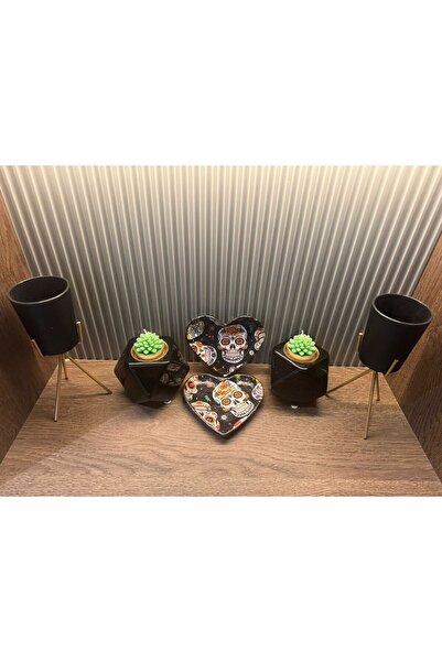 elayarts Kafatası temalı 12 cm lik 2li sunum tabağı kurukafa konseptli tabak