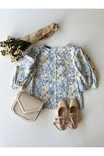 KÜÇÜĞÜM BUTİK Bluză din poplin cu mâneci cu balon cu model pastel