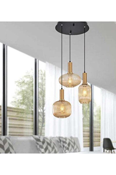 demet habek mylights MYLİGHTS RUSTİK ÜÇLÜ CAMLI VİNTAGE RETRO AVİZE