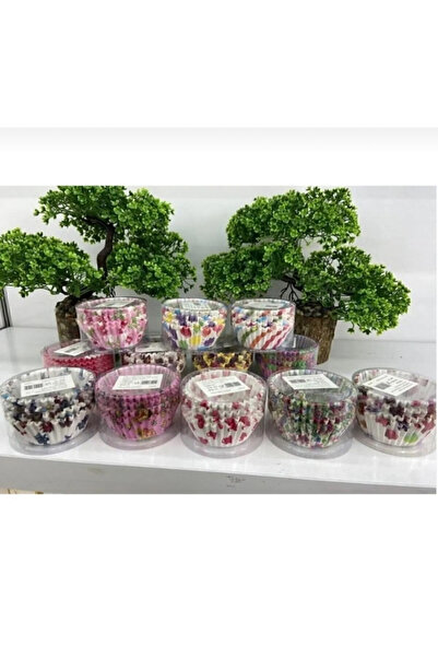 AYGÖREN HOME 100 Adet Muffin Cupcake Kağıdı, Renkli Kağıt Muffin Kek Kalıbı Desenli