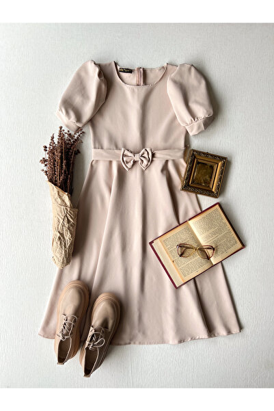 KÜÇÜĞÜM BUTİK Γυναικείο μπεζ μανίκι καρπούζι Crepe Midi Μήκος Flared