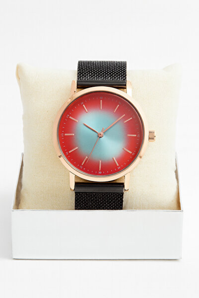 Bittox ساعة يد للرجال والنساء بتصميم أنيق للجنسين - لون ذهبي - حبل معدني