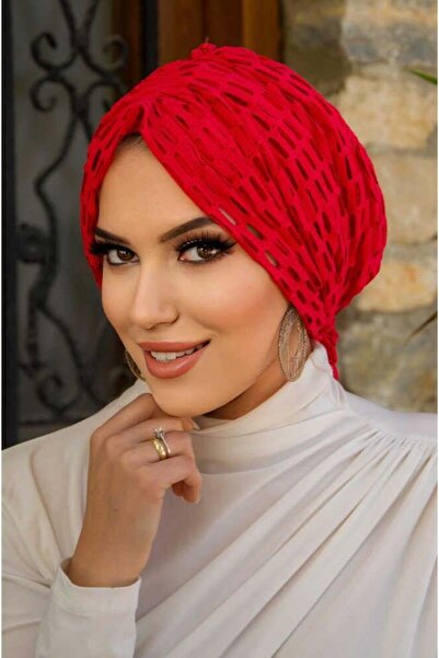 Aişe tesettür Κόκκινο καπέλο με δαντέλα