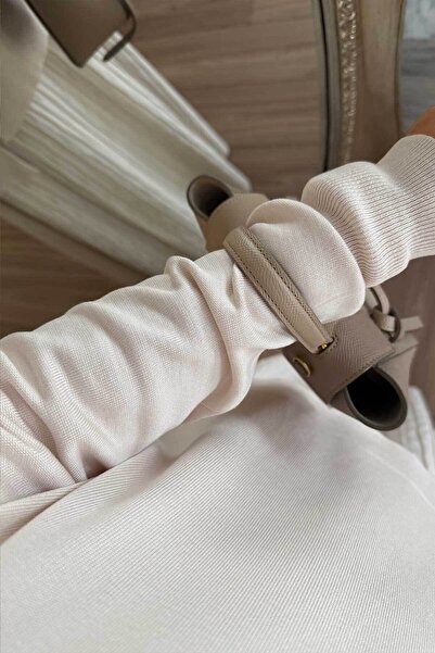 Ka Hijab Costum Mercerizat cu Fusta Wave - Bej